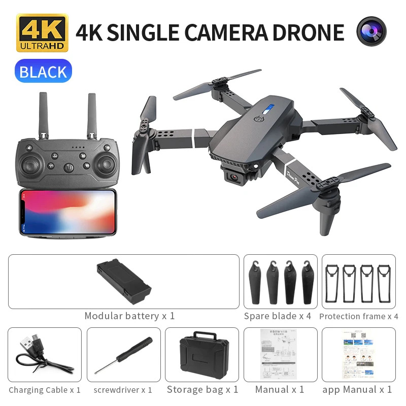 Dron plegable inteligente E88  - Drone Camera Mount reseña y precio