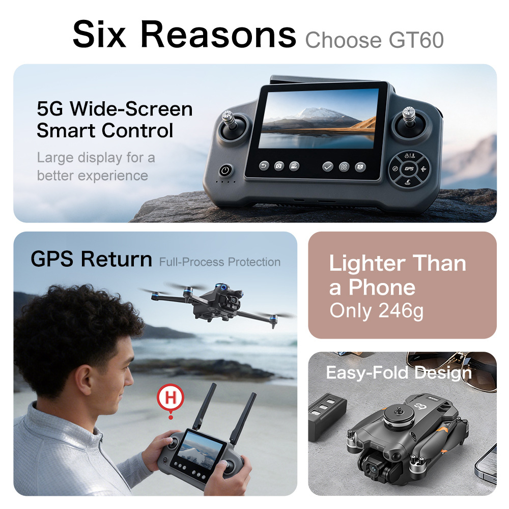 Nuevo Dron GPS GT60 con Fotogr - Drone Camera Wide Angle reseña y precio